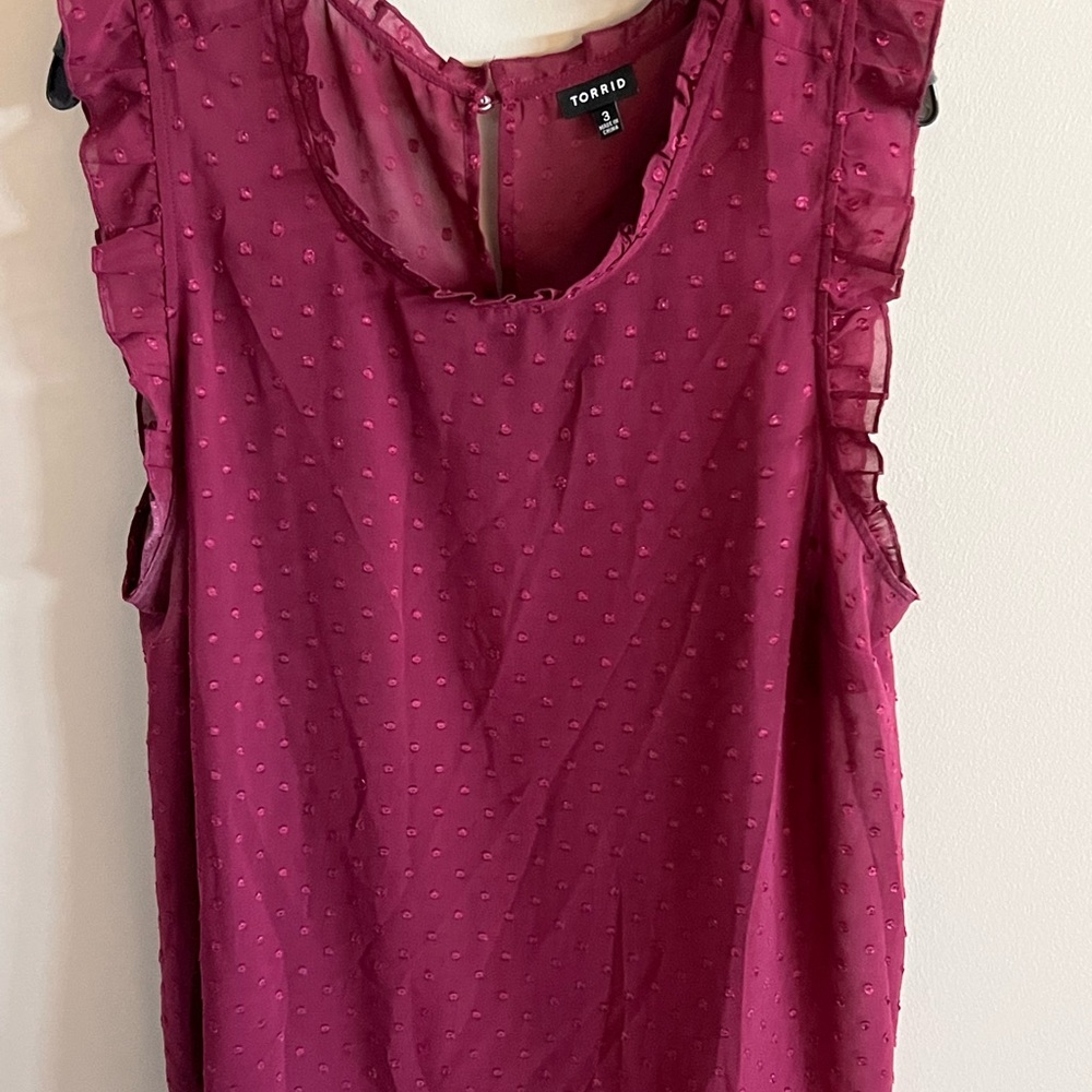 Raspberry Tank with Ruffled "Sleeves"